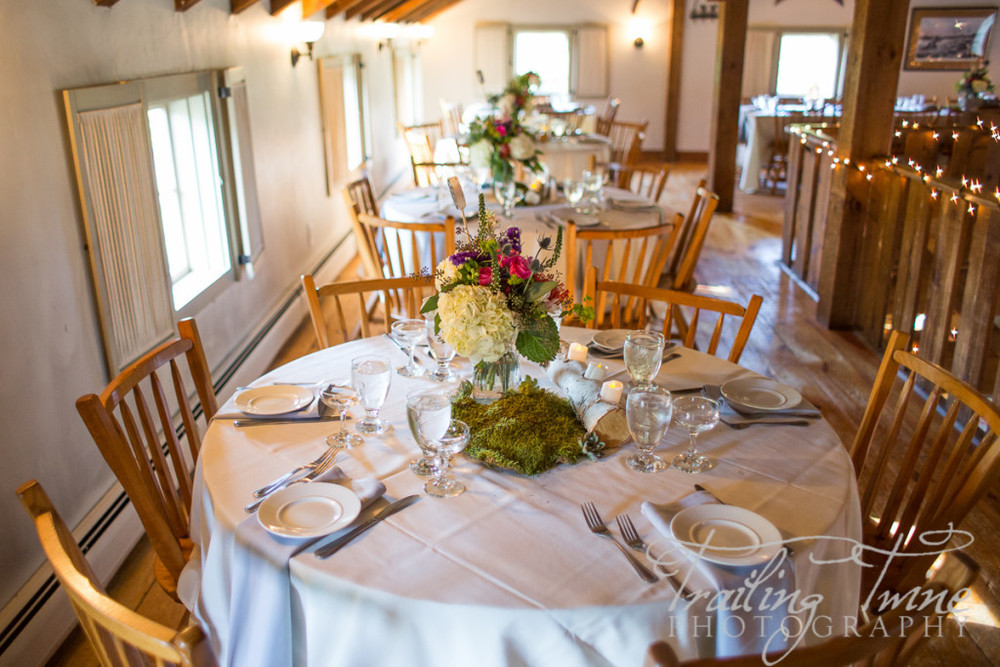The wedding reception set up at Bittersweet Farm.